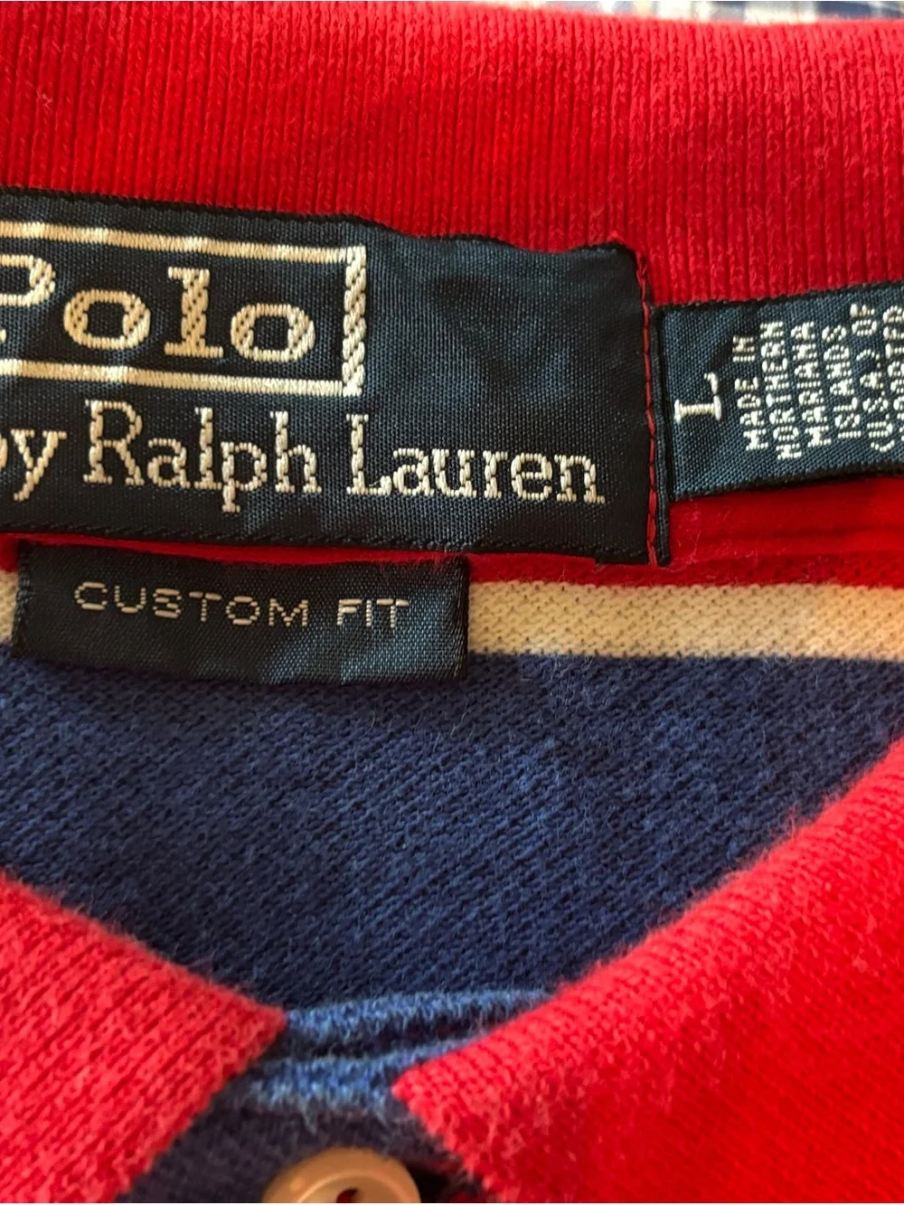 Ralph Lauren Red, Blue & White Striped Polo Shirt